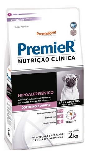Alimento Premier Super Premium Nutrição Clínica Hipoalergênico Para Cão Adulto De Raça Pequena Sabor Cordeiro E Arroz Em Sacola De 2kg