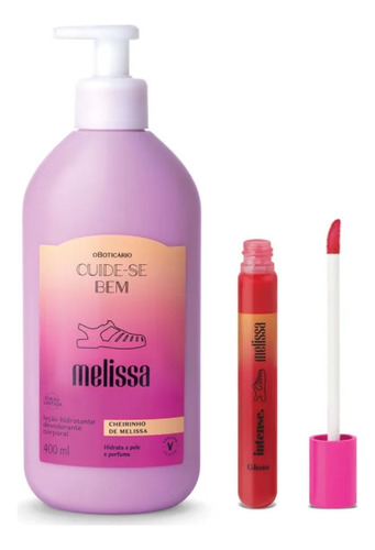 Kit 2 Und. Melissa Gloss Pink Intense + Hidratante Boticario