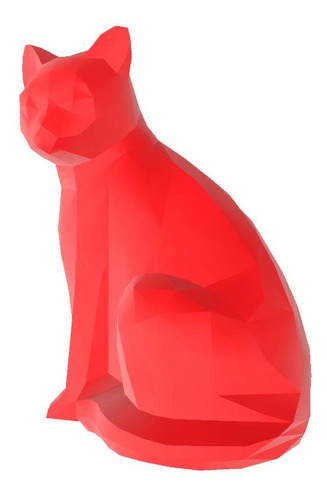 Gato Pelô Curto Geometrico Pet Vermelho