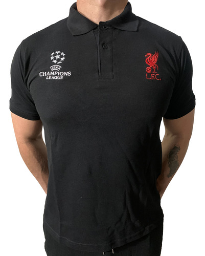 Camiseta Tipo Polo Liverpool, Champions Logos Bordados