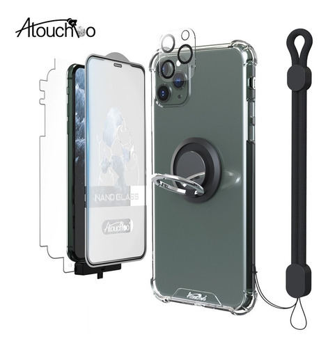 Kit Funda Compatible iPhone + Vidrio Protector + Ring 6 En 1