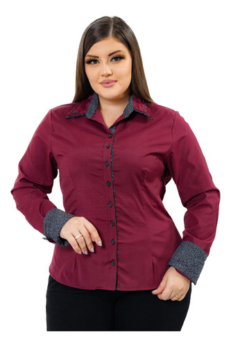 Camisa Manga Longa Plus Size