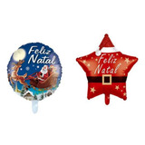 10 Balão Feliz Natal Redondo Estrela Metalizado 45cm Decor