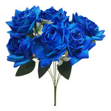 Buquê De Rosas Diamantes Azul Grande Com 7 Flores Realistas