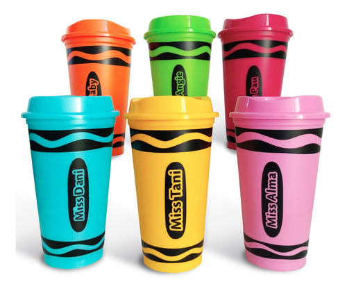 10 Vasos Personalizado Tipo Starbucks Crayola Dia Maestro