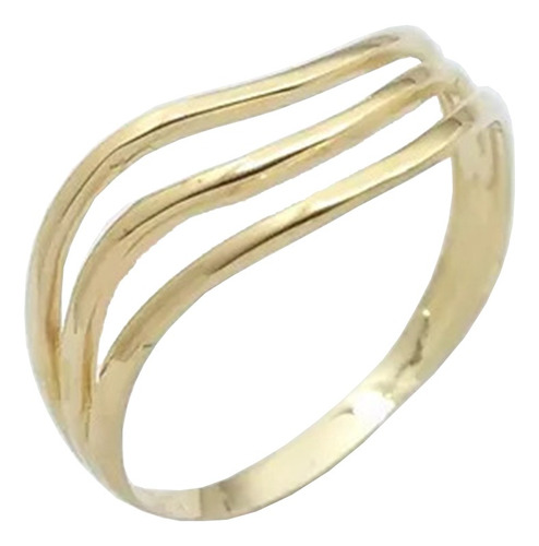 Anel De Ouro 18k  Feminino Vazado Ondas