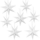 7 Estrellas De Papel Navidad Color Blanco, 7 Puntas Y D...