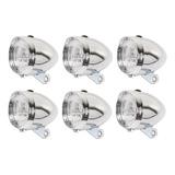 6x Farol Dianteiro C/ 3 Led Vintage Retrô Cromado Bicicleta