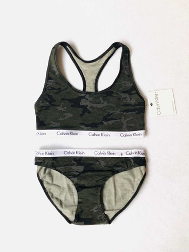 Calvin Klein Conjunto Bra Y Panty Camuflaje Militar Original