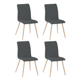 Silla Living Comedor Set X4 Tela Tapizada Niviko Diseño