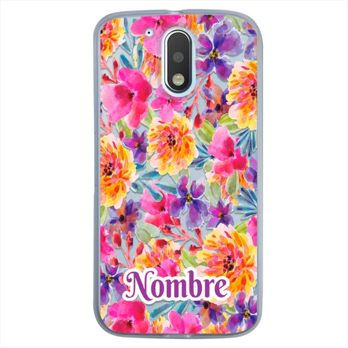 Funda Motorola Rosas Flores Personalizada Con Tu Nombre