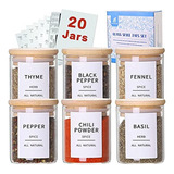 Frascos De Vidrio Para Especias Con Tapas De Bambu - 20 Rec