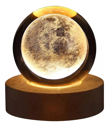Lámpara De Cristal Luminoso Esfera Luna