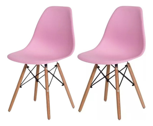 2 Cadeira De Jantar Eames Estrutura De Cor Rosa P/cozinha