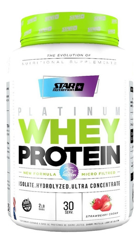 Suplemento En Polvo Star Nutrition  Platinum Whey Protein Proteína Sabor Crema De Fresa En Pote De 908g