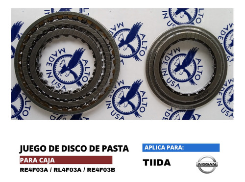 Juego Disco De Pasta Nissan Tiida Caja Re4f03a / Re4f03b   Foto 2