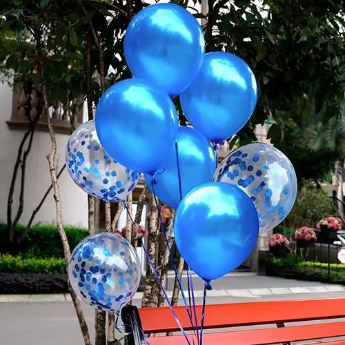 Kit 10 Globos Metálicos Transparetes Confeti Colores Fiesta