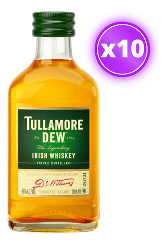 10x Miniatura Whisky Tullamore Dew 50ml (vidrio)