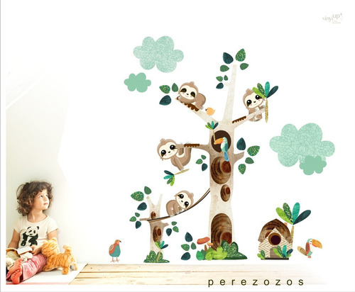 Vinilos Infantiles Arbol  Perezoso 130x165cm Aprox Divinos!!