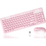 Teclado Mytrix, Inalambrico/rosa/receptor Usb/con Mouse