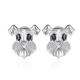 Aretes Pendientes Para Mujer Perro Schnauzer  En Plata 925