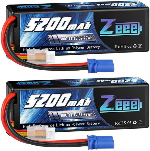 2 Baterias Lipo Zeee 11,1 V 80c 5200mah 3s C/conector Ec5 Rc