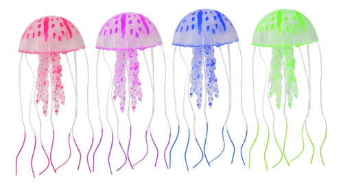 4 Piezas De Decoración Fluorescente Con Medusas Para Acuario