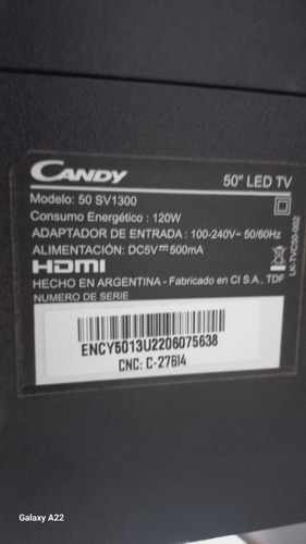 Smart Tv Candy 50 Android 4k 50sv1300 $350.000