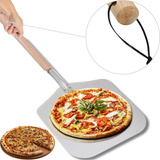 Espátula Pá P/ Pegar Pizza Forno Aço Inox 31 Cm Cabo Madeira