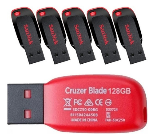 5 Pen Drive Usb 128gb Flash Drive Memory Stick Cruzer Blade 