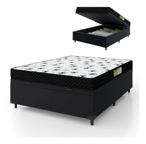 Cama Box Com Baú Casal Colchão Espuma 138x188x50cm Polar