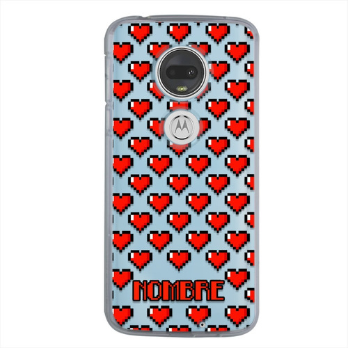 Funda Motorola Antigolpes Corazón Pixel Personalizada Nombre