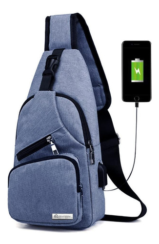 Mochila Cruzada Mariconera Pechera Con Usb Broche Antirrobo