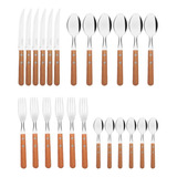 Set 48 Cubiertos Tramontina Dynamic Mango Madera Acero Inox