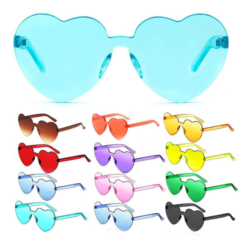 ¡ Gafas Fashion Party De Corazón Sol Rimless Moda Colores !! Color De La Lente Agua Marina Color De La Varilla Multicolor Color Del Armazón Multicolor