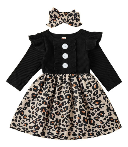 Vestido De Bebê Infantil T4 Para Meninas De Manga Comprida F