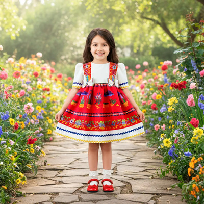 Vestido Infantil Virgen Guadalupe Algodón Mexicano Bordado Blanco 4 Años