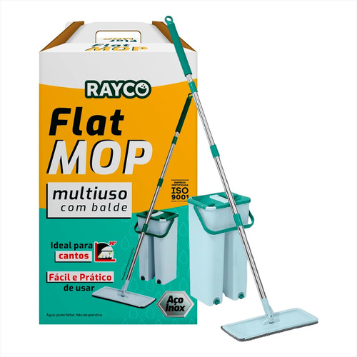 Mop Flat Limpa Lava E Seca Com Balde Extra Reforçado 6 L 