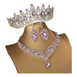 Tiara O Corona, Collar Y Aretes,  Modelo Reyna 4