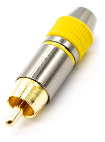 4 Fichas Conectores Rca Macho Metalico Amarillo Cable 6mm