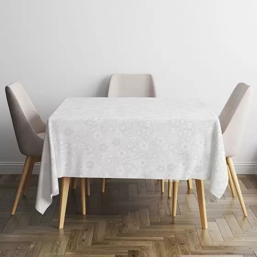 Toalha Mesa Termica Plastica Impermeavel Quadrada 4 Lugares Cor Estampadas Floral Branco