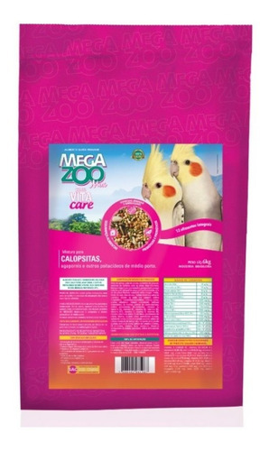 Megazoo Ração Mix Super Premium Para Calopsitas 6kg