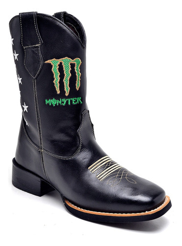 Bota Monster Texana Country Bico Quadrado Queima De Estoque