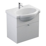 Mueble Para Baño Ferrum Y4v1e De 485mm De Ancho, 485mm De Alto Y 380mm De Profundidad Con Bacha Y Mueble Color Blanco Con Un Agujero Para Grifería