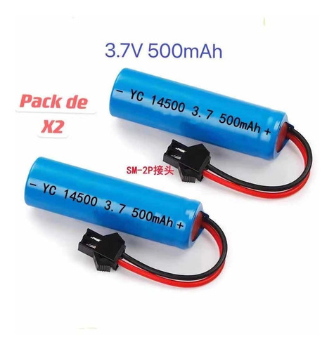 Pack 2 Bateria Recargable Litio 14500 3.7v Para Auto Remoto