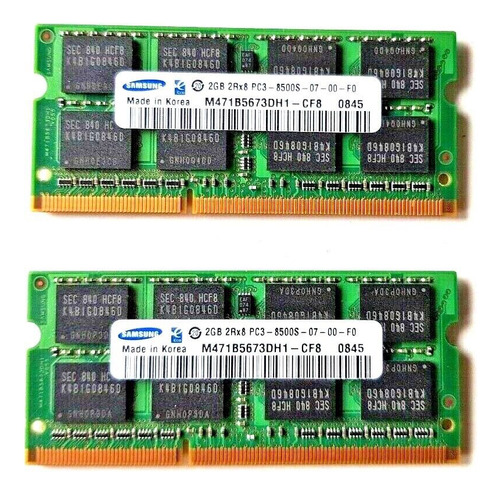 Memoria Samsung 4gb (2x2gb C/u) 2rx8 Pc3-8500s Ddr3 204pin