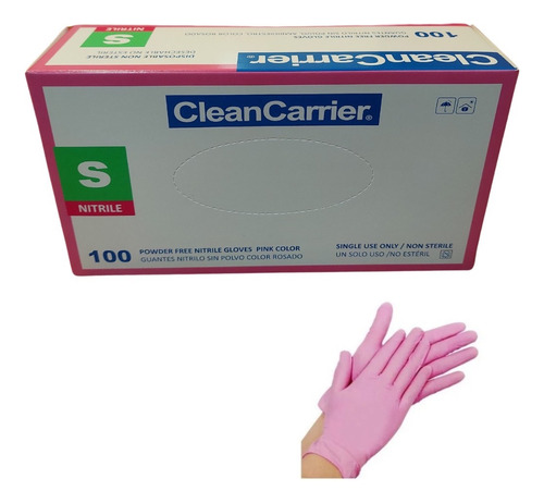 Guante Nitrilo Rosado Clean Carrier 100 Unidades