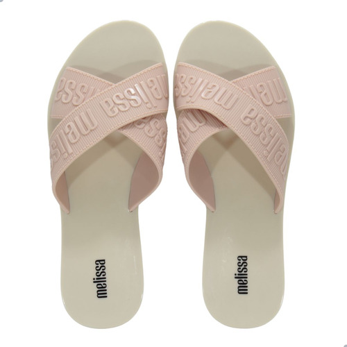 Rasterinha Tiras Cruzadas Melissa M-lover Slide Bege Rosa