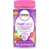 Centrum Multi Vitaminas Postnatal Con Biotina Y Dha 60 Gomas Sabor Frutos Rojos Y Limón