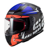 Casco Moto Ls2 353 Rapid Cromo Fluo Naranja Azul Pr